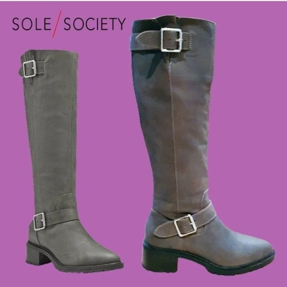 NWT Sole Society Leather Knee High Jarney Boots - Picture 2 of 8